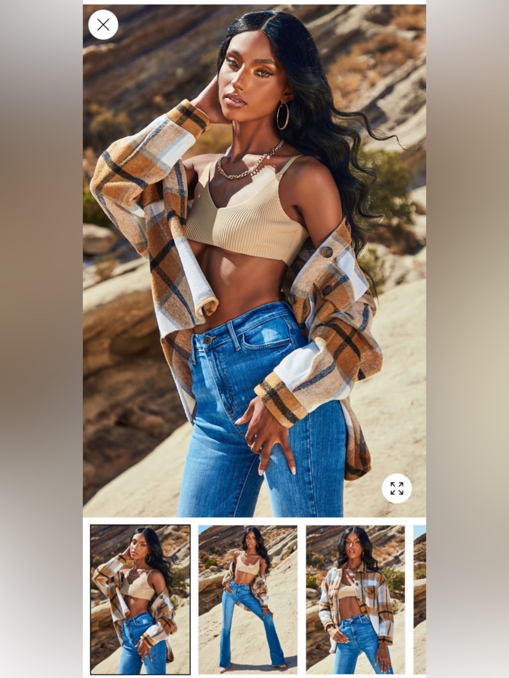Plaid Shacket - Brown & Cream
